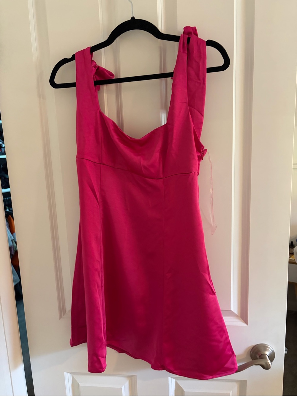 Lush Fuchsia Tie-Shoulder Mini Dress